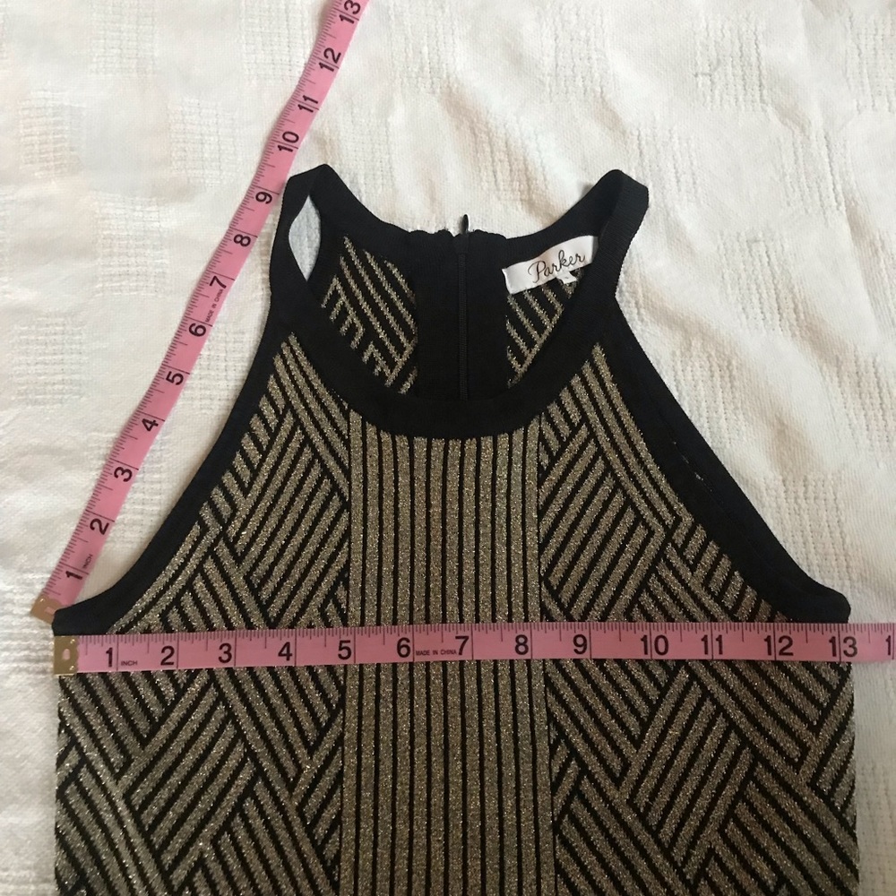 Black gold minidress Parker Nordstrom lamè - Picture 5 of 8